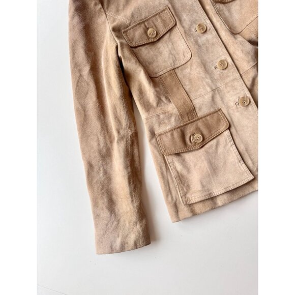Vintage 00's ROLF SCHULTE Tan Suede Leather Safari Jacket, Size 44/XL - Picture 7 of 16